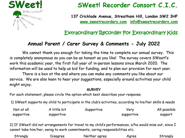Parental Questionnaire